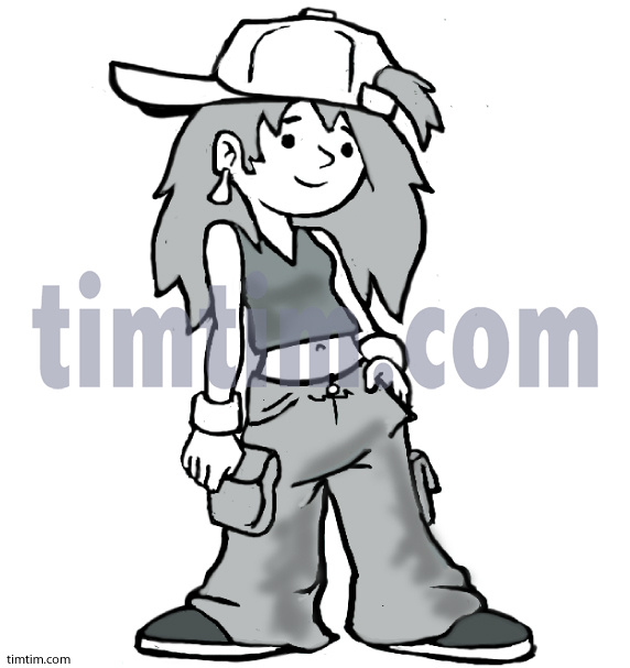 572x607 free drawing of hiphop girl bw from the category people - Hip Hop Drawings