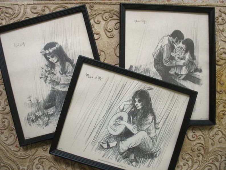 794x596 vintage hippie drawings lithograph - Hippie Drawings