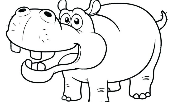 728x430 Hippo Drawing Coloring - Hippo Cartoon Drawing