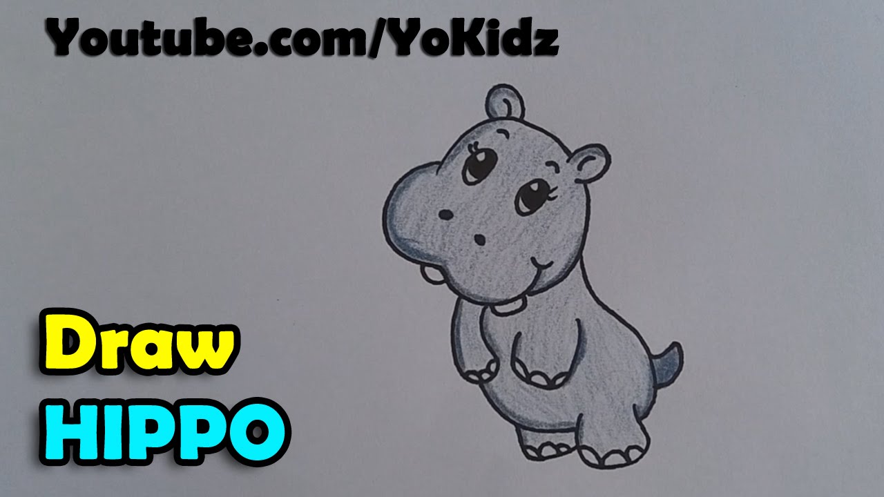 1280x720 how to draw hippopotamus hippo cartoon for kids - Hippo Cartoon Drawing