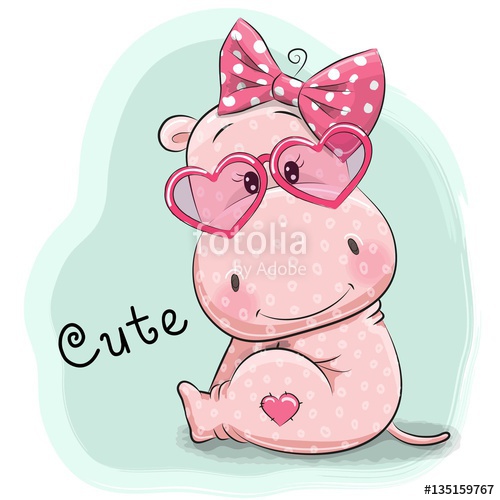 500x500 Cute Drawing Hippo Girl Stock Image And Royalty Free Vector - Hippo Drawing