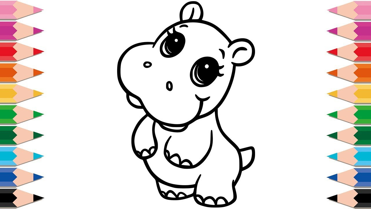1280x720 cute hippo drawing how to draw cute hippo coloring pages drawing - Hippo Drawing