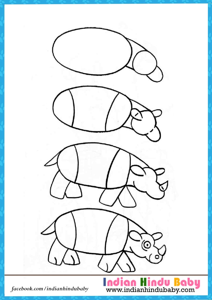 724x1024 Hippo Step - Hippo Drawing For Kids