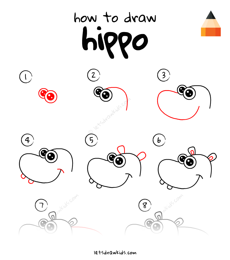 798x900 How To Draw Cartoon Hippo - Hippo Drawing For Kids