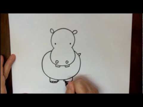 480x360 how to draw a hippopotamus step - Hippo Drawing For Kids