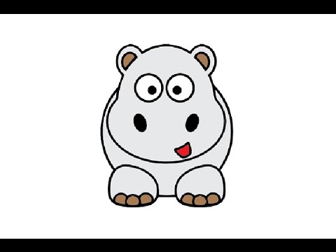 480x360 How To Draw A Cute Hippo Easy Step - Hippo Drawing Step By Step