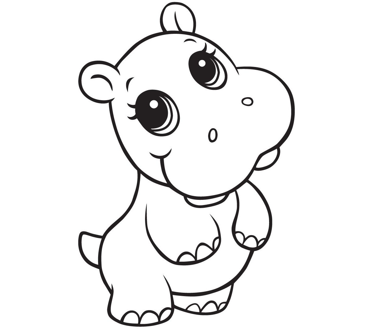 hippopotame dessin facile – dessin hippopotame rigolo – Dadane