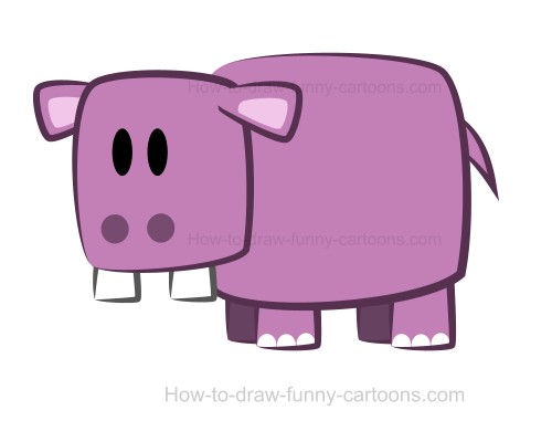 500x381 Drawing A Hippo - Hippo Drawing Step By Step