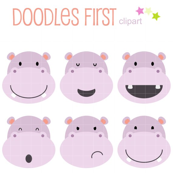 570x570 cute hippo faces clip art for scrapbooking card making cupcake - Hippo Face Drawing