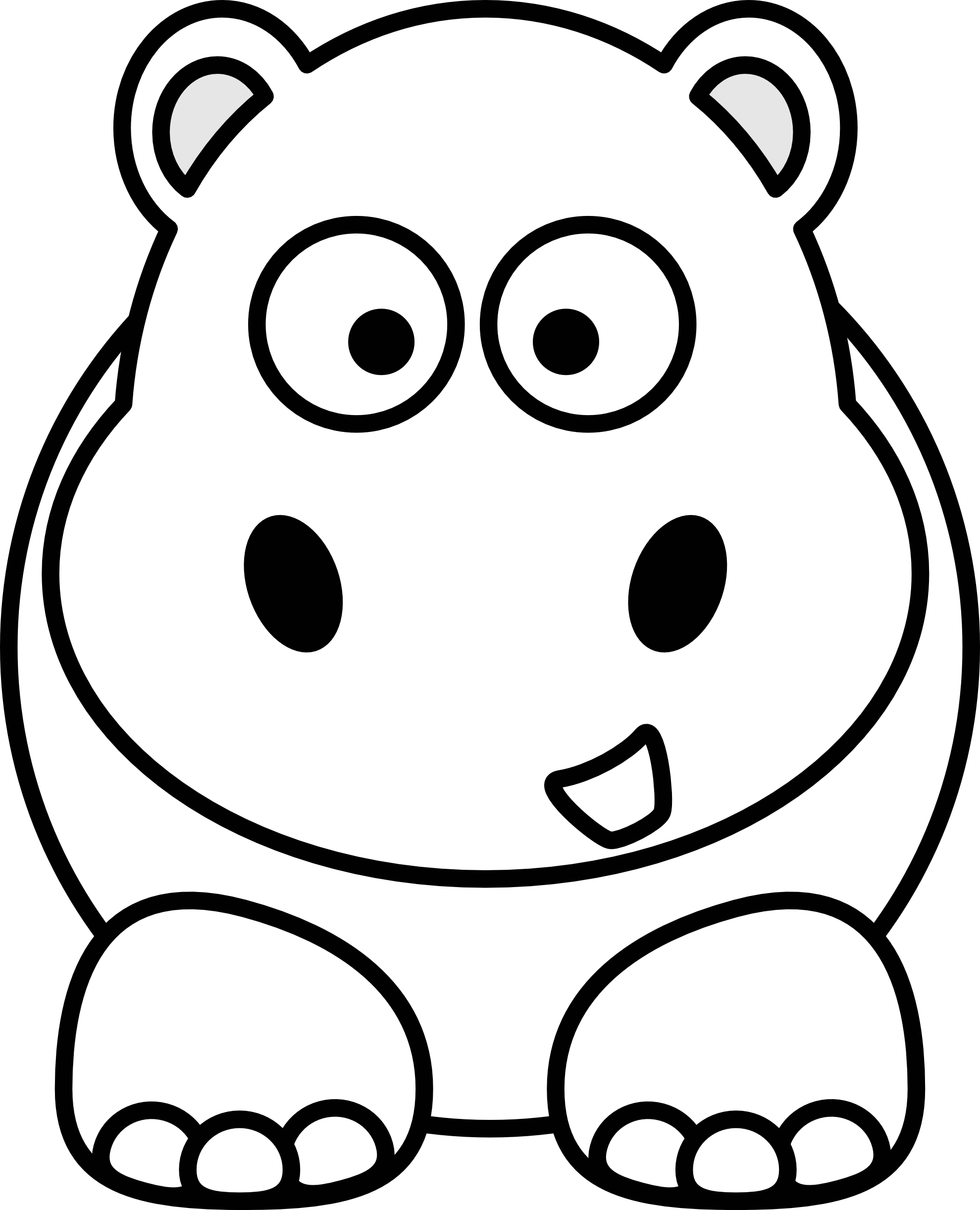1979x2443 drawing hippopotamus face transparent png clipart free download - Hippo Face Drawing