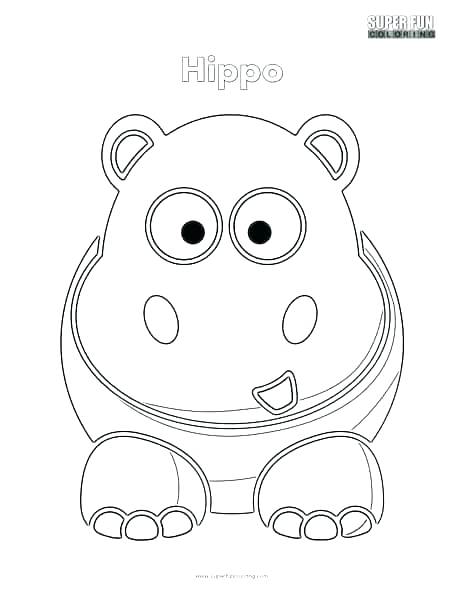 464x600 Hippo Coloring - Hippo Face Drawing