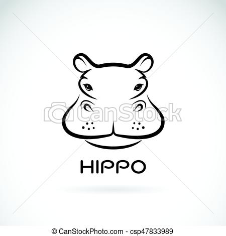 450x470 Vector Of A Hippo Face Design On White Background Wild Animals - Hippo Face Drawing
