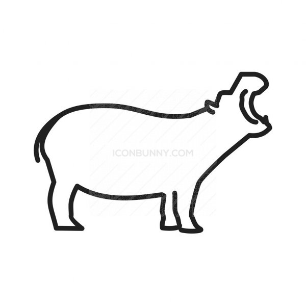 600x600 Hippo Line Icon - Hippo Line Drawing