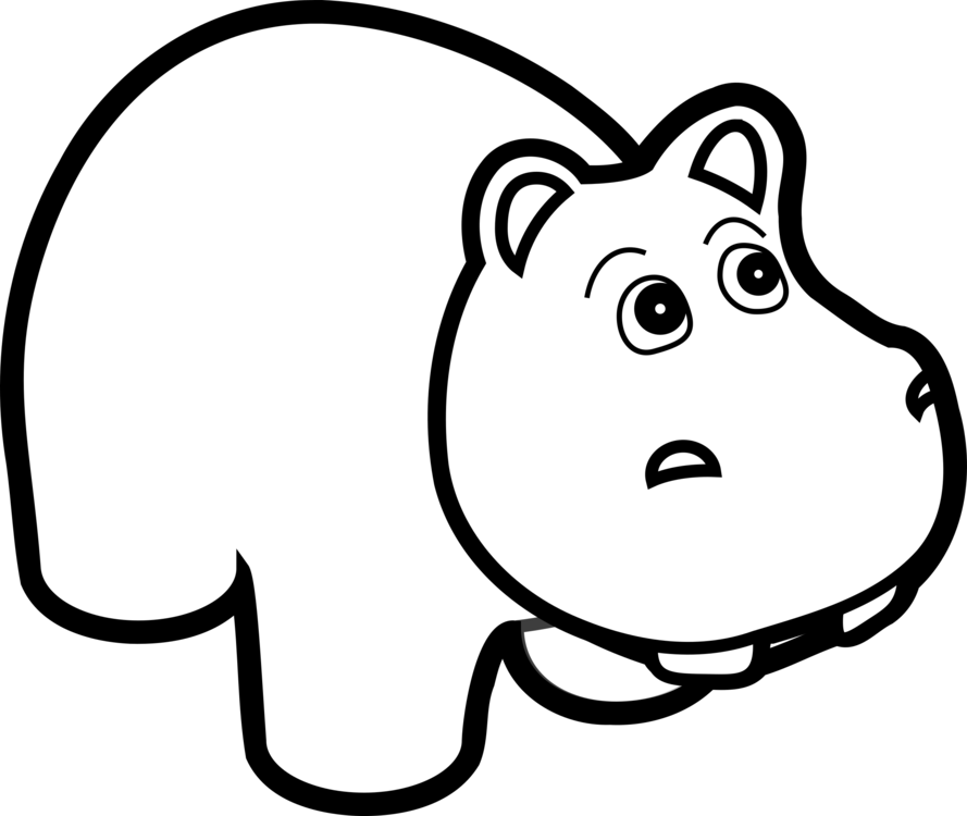 889x750 Hippopotamus Drawing Cartoon Black And White Line Art Cc0 - Hippo Line Drawing