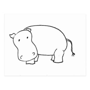 307x307 Line Drawing Postcards Zazzle Au - Hippo Line Drawing