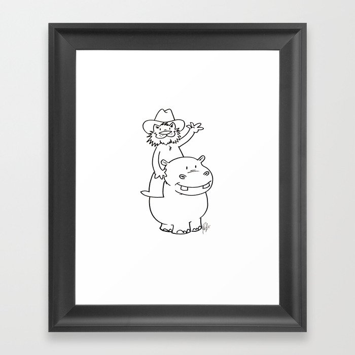 700x700 Cowboy Cat Riding A Hippo - Hippo Line Drawing