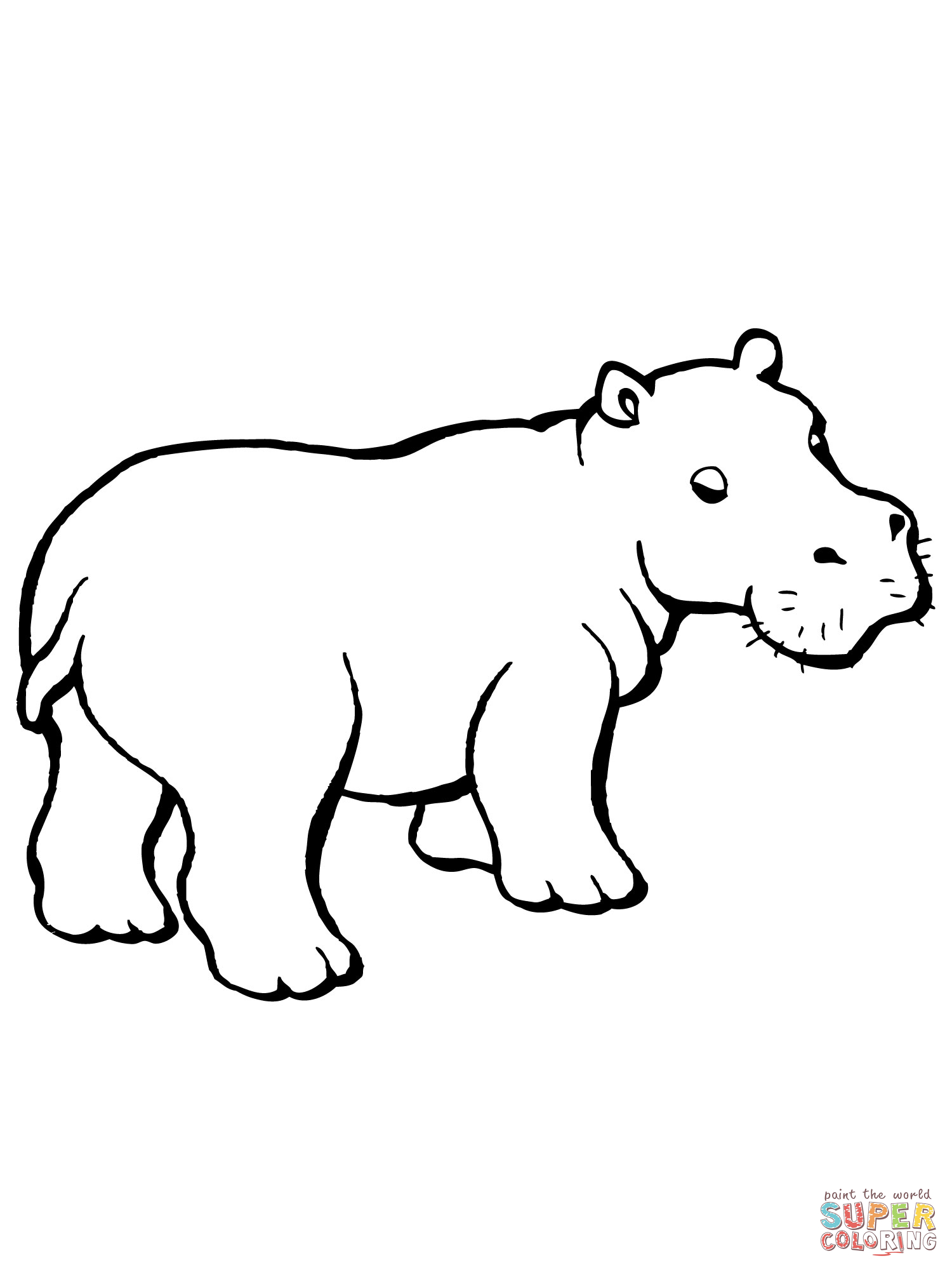 1500x2000 Drawn Hippo Draw - Hippo Outline Drawing