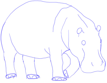 350x272 How To Draw A Hippopotamus - Hippo Outline Drawing