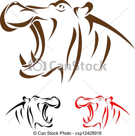 450x453 Huge Collection Of 'hippo Line Drawing' Download More Than - Hippo Outline Drawing