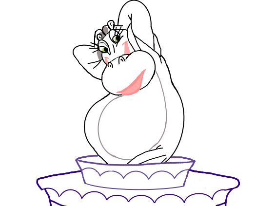 564x423 Outline Drawing Hippo Dancing Cake Scoutlined Outlined - Hippo Outline Drawing