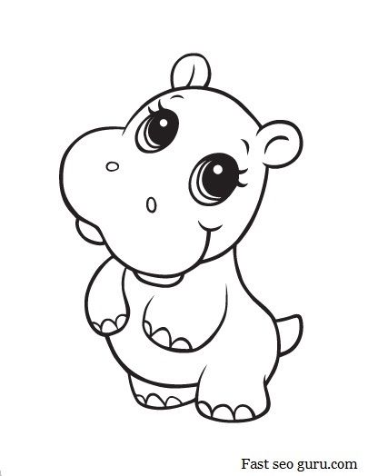 405x524 Baby Hippo Coloring Pages Animal Coloring Pages, Coloring - Hippo Outline Drawing