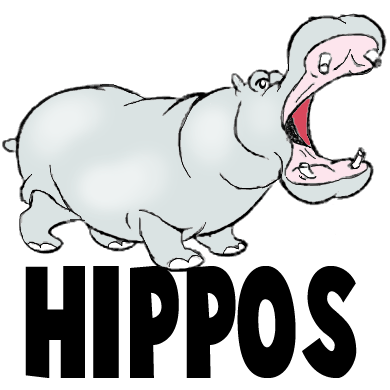390x390 How To Draw Cartoon Hippos Opening Mouth Wide Drawing Lesson - Hippopotamus Drawing