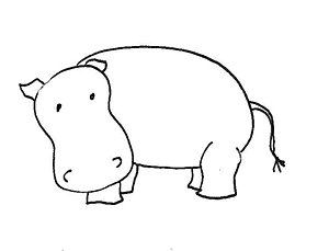 300x229 Hippo Drawing - Hippopotamus Drawing