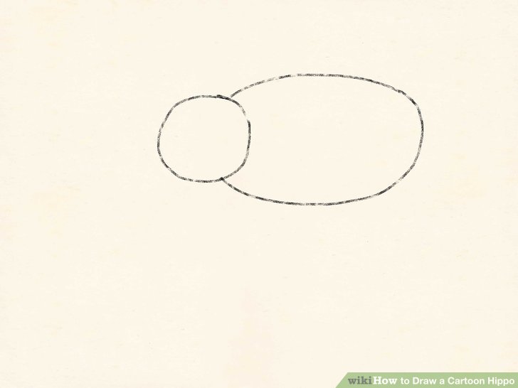 728x546 How To Draw A Cartoon Hippo Steps - Hippopotamus Drawing Step By Step