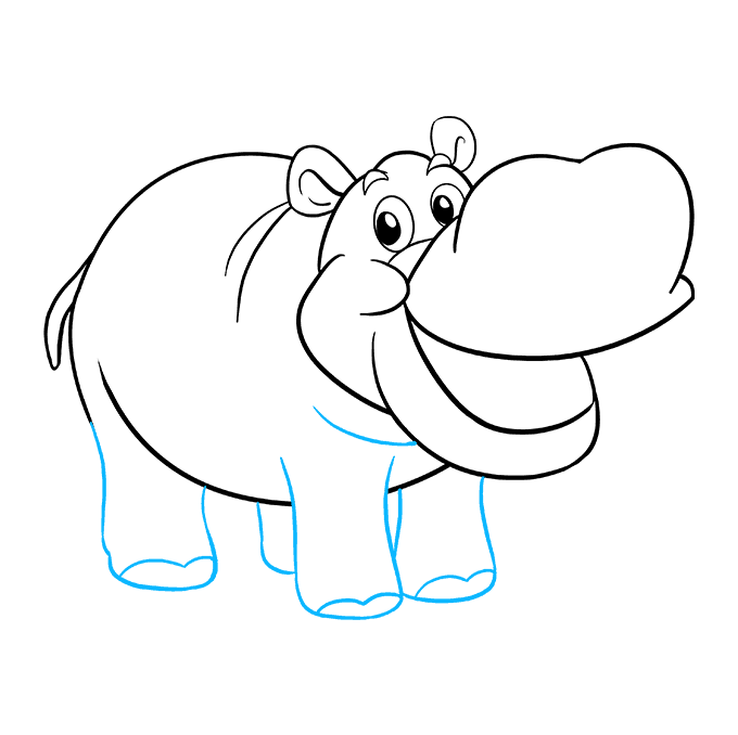 680x678 How To Draw A Hippo - Hippopotamus Drawing Step By Step