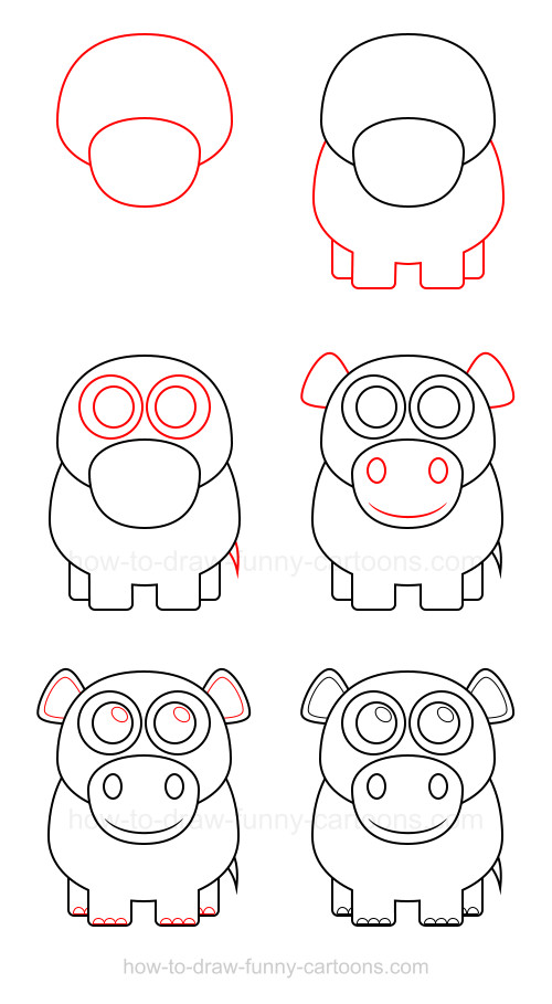 500x909 How To Draw A Hippo - Hippopotamus Drawing Step By Step