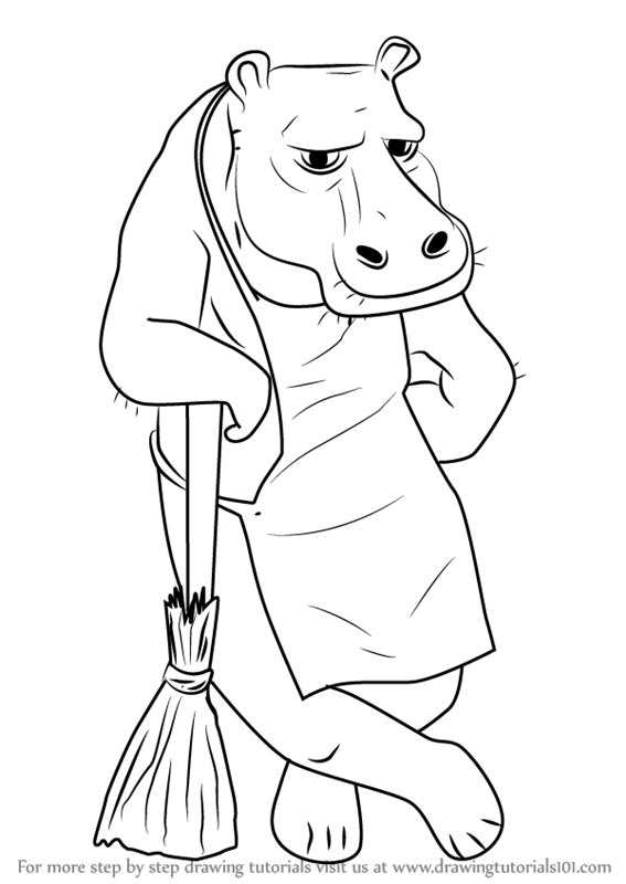 567x800 Learn How To Draw Hippo For Kids - Hippopotamus Drawing Step By Step