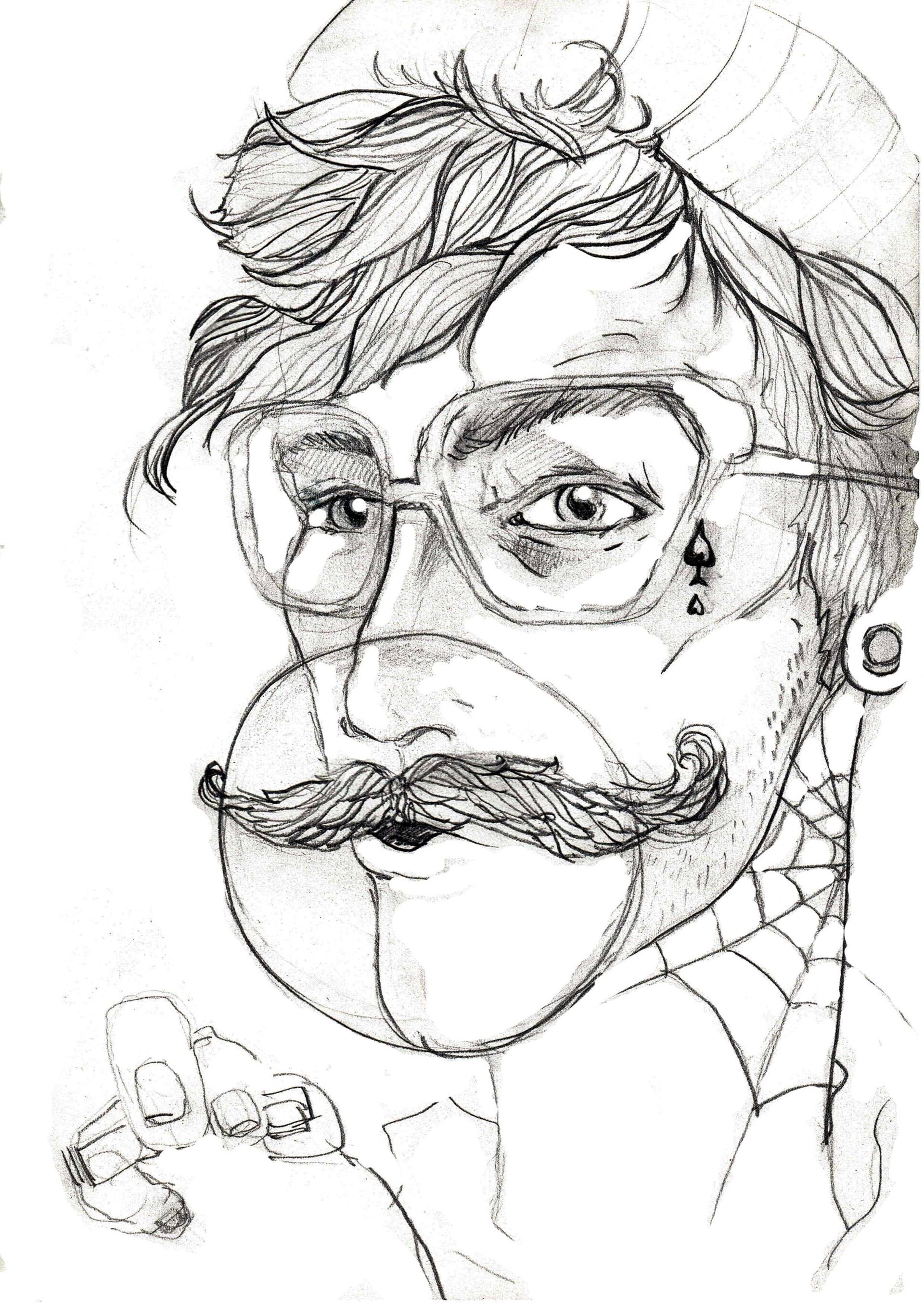 1920x2716 hipster boy with bubblegum drawing - Hipster Boy Drawing