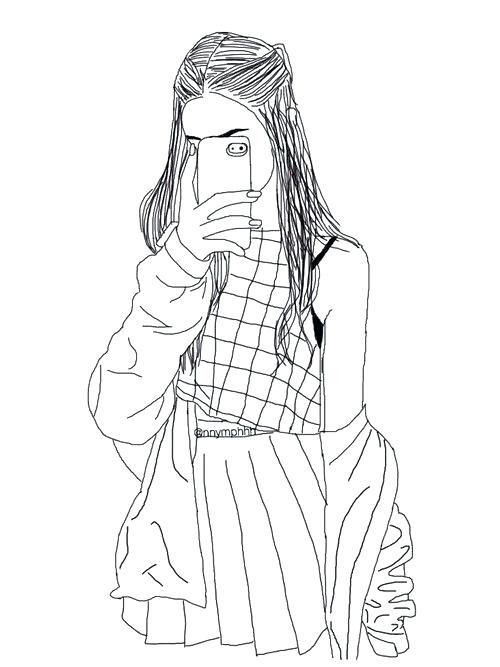 500x667 Tumblr Drawings Girl Drawings For Coloring Pages Tumblr Hipster - Hipster Girl Drawing