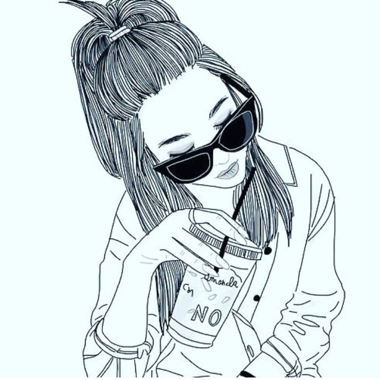750x750 Coffee Lovers Hypeness Tumblr Girl Drawing, Hipster Drawings - Hipster Girl Drawing Tumblr