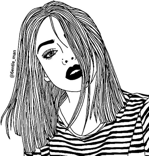 610x642 Coloring Pages Tumblr Pretty Girl Sweet Sardinia Tumblr Coloring - Hipster Girl Drawing Tumblr