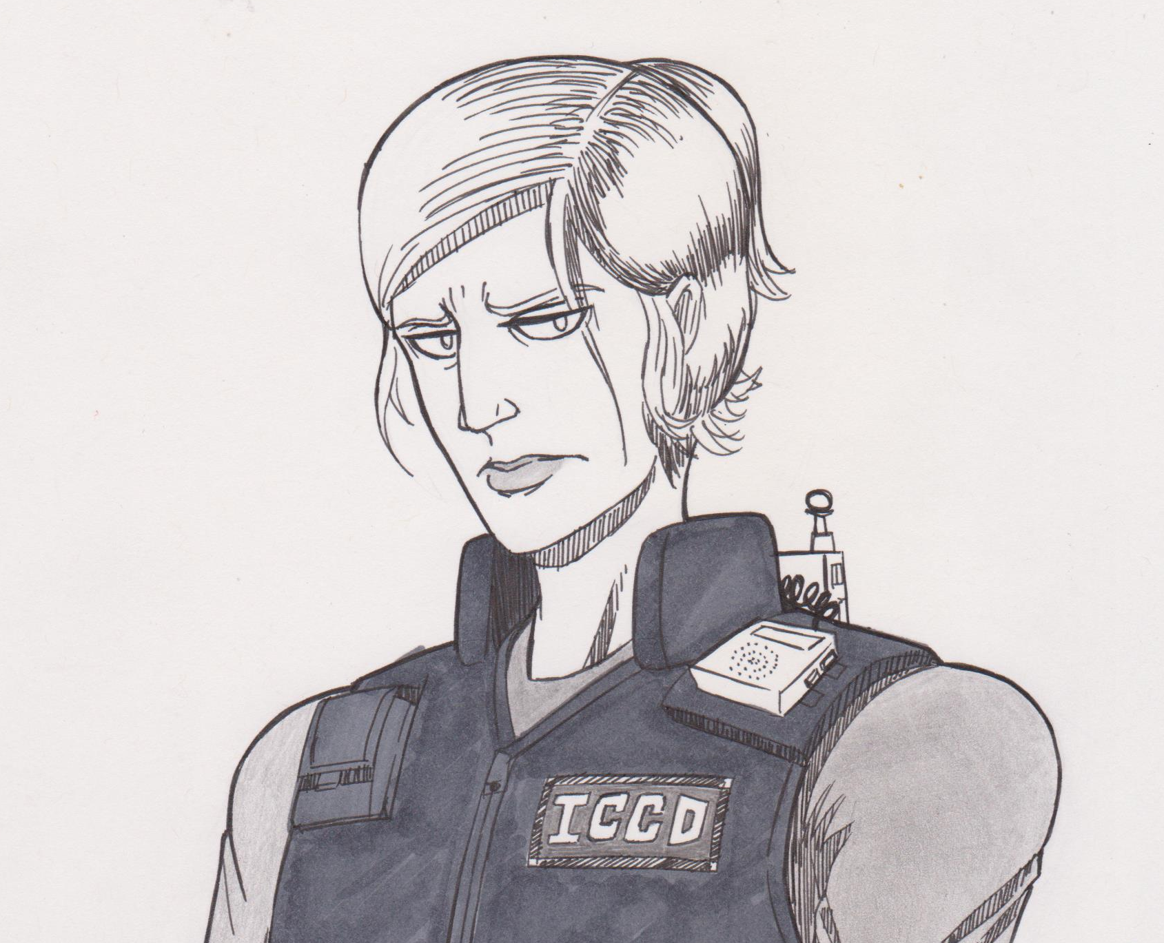 1689x1369 for hire hand drawn, black and white, pencilpenmarker, chest up - Hire Drawing