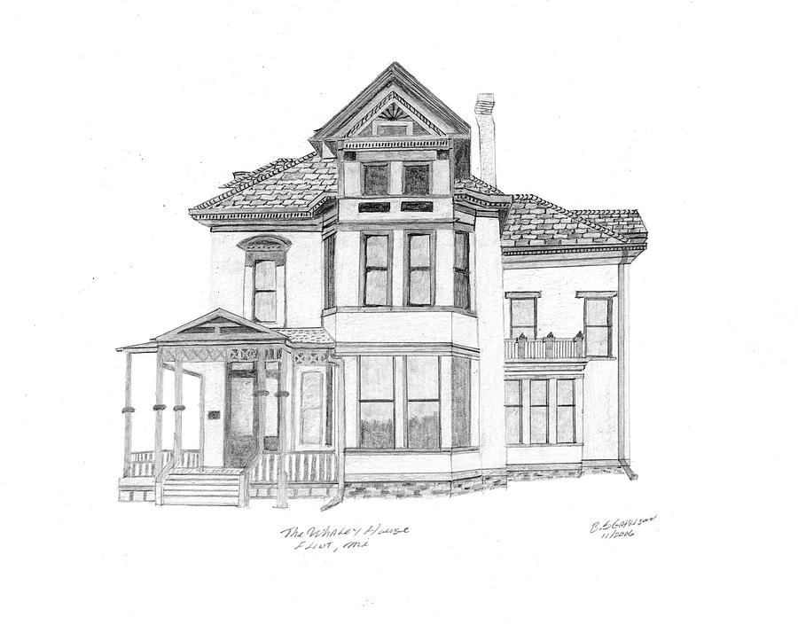 900x705 Historical Whaley House Drawing - Historical Drawing