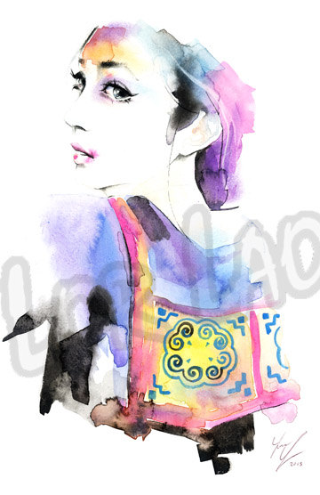 360x556 Hmong Art Painting Watercolor Woman Poster Prints - Hmong Drawing