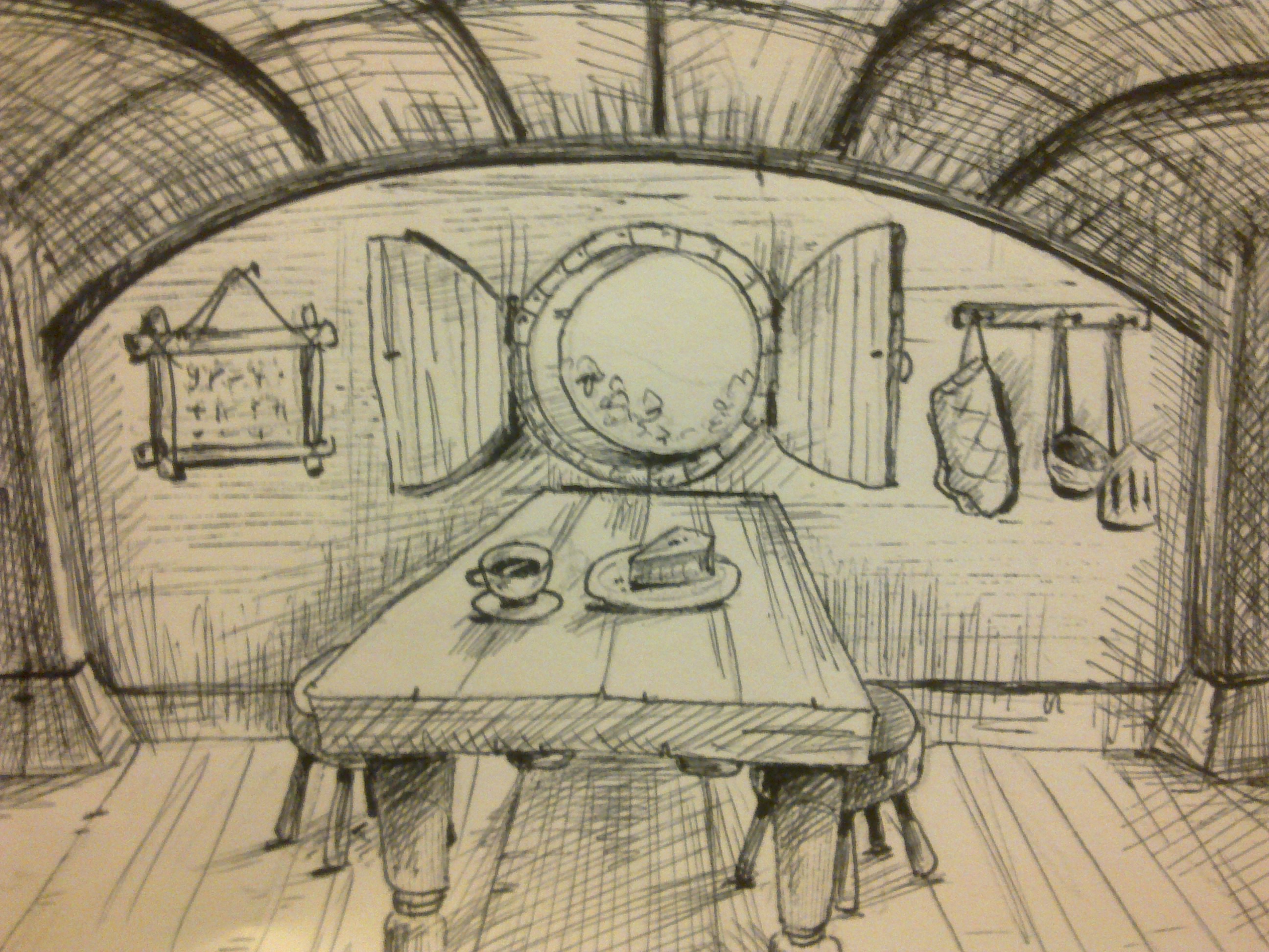 2592x1944 A Drawing Of A Hobbit Hole, And The Theme Of 'home' In Middle - Hobbit Drawing