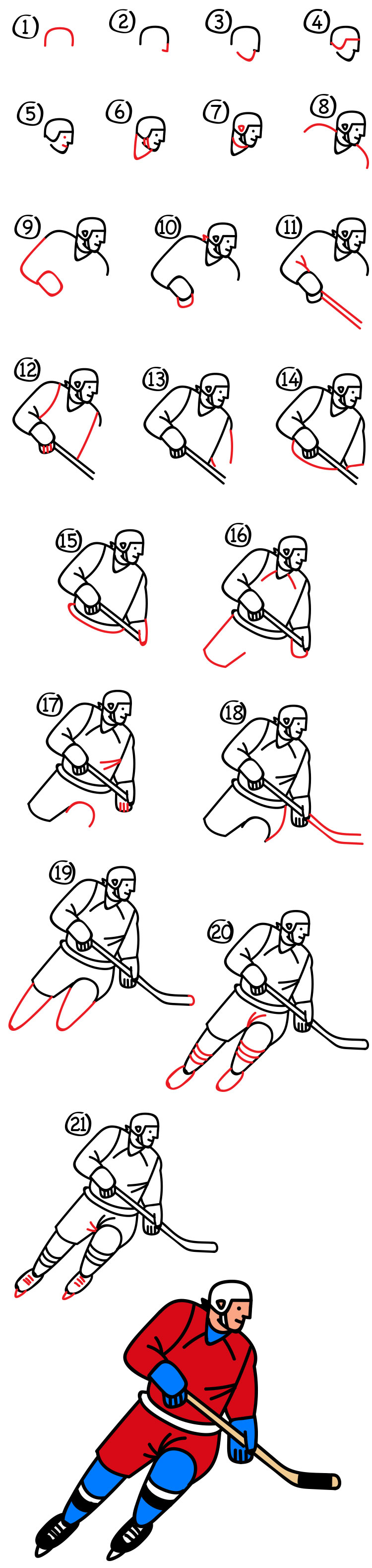 750x3155 How To Draw A Hockey Player - Hockey Drawing