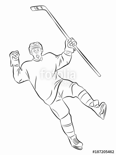 375x500 Illustration Ice Hockey Player, Vector Draw Stock Image - Hockey Drawing