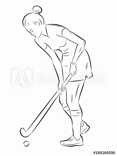 375x500 Illustration Of A Field Hockey Player, Vector Draw - Hockey Drawing