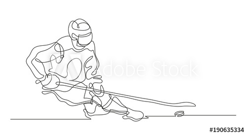 500x274 Continuous Line Drawing Illustration Shows A Hockey Player - Hockey Drawing Pictures