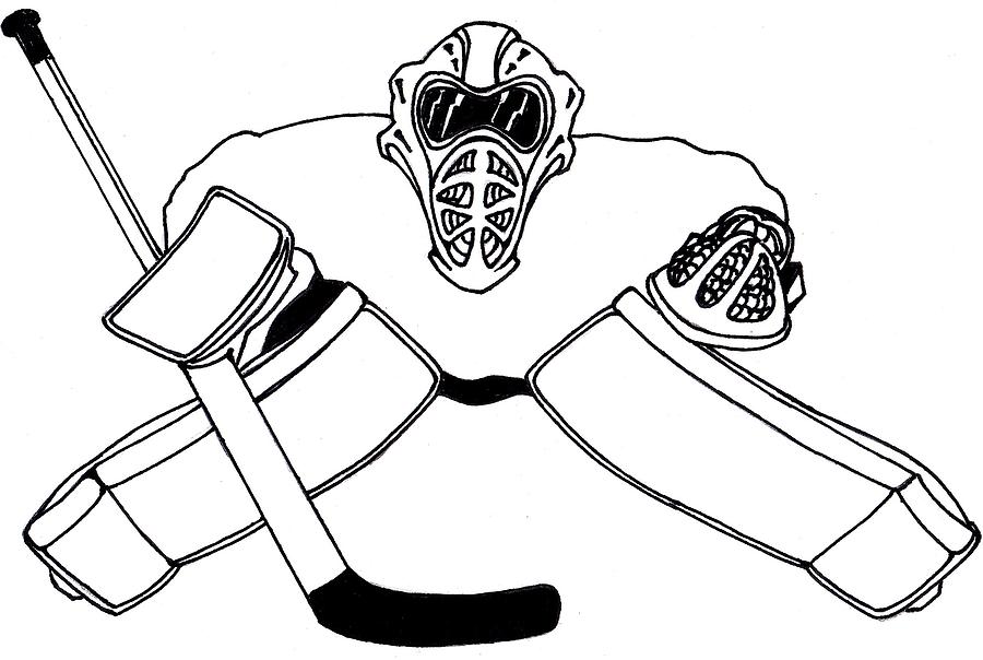 900x604 Goalie Equipment Drawing - Hockey Drawing Pictures