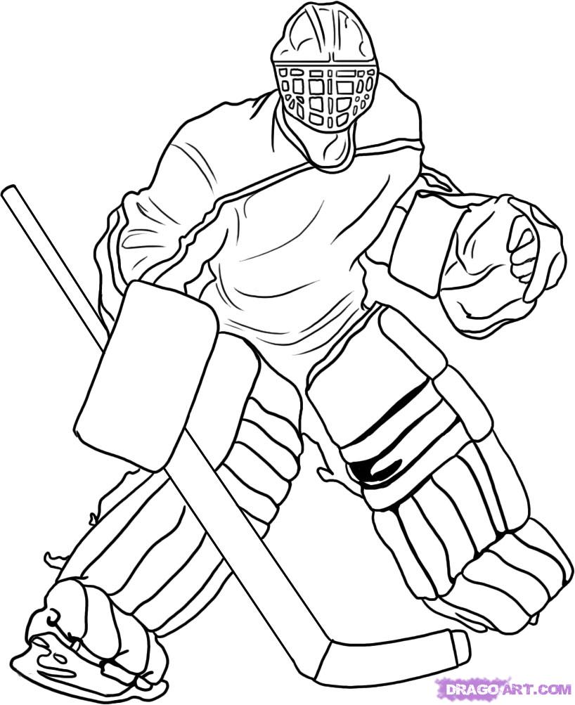 818x1003 How To Draw A Goalie, Step - Hockey Drawing Pictures