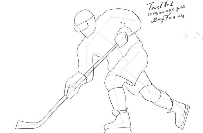 700x458 How To Draw A Hockey Player Step - Hockey Drawing Pictures