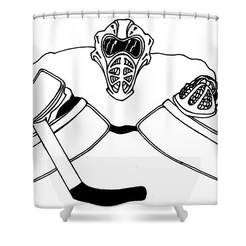 800x800 goalie equipment shower curtain for sale - Hockey Goalie Drawing