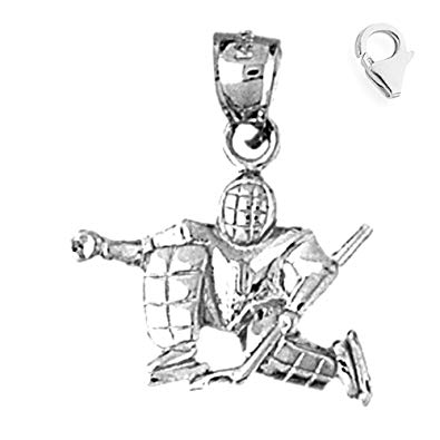 395x395 white gold hockey goalie charm - Hockey Goalie Drawing