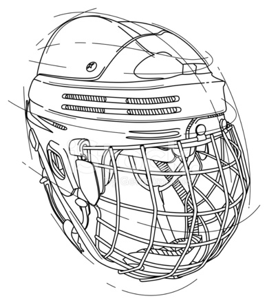 388x440 Hockey Helmet Stock Vector - Hockey Helmet Drawing