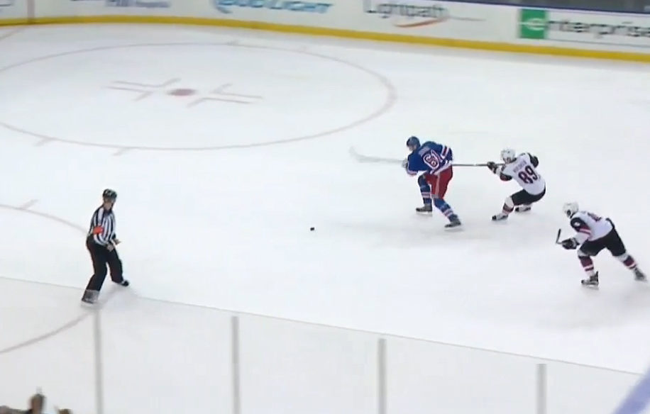 916x584 Rangers' Nash Awarded Goal After Empty Net Penalty - Hockey Net Drawing